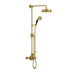Lefroy Brooks Mackintosh Bateria natryskowa termostatyczna 2-otworowa z deszczownicą Ø 197 mm oraz ze słuchawką na ruchomym uchwycie Polished Brass ML8744PB