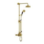 Lefroy Brooks Mackintosh Bateria natryskowa termostatyczna 2-otworowa z deszczownicą Ø 154 mm oraz ze słuchawką na ruchomym uchwycie Polished Brass MB8743PB