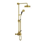 Lefroy Brooks Mackintosh Bateria natryskowa termostatyczna 2-otworowa z deszczownicą Ø 197 mm oraz ze słuchawką na ruchomym uchwycie Polished Brass MB8744PB
