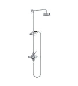 Lefroy Brooks Mackintosh Bateria natryskowa termostatyczna 2-otworowa z deszczownicą Ø 154 mm oraz ze słuchawką na kolumnie Chrom ML8741CP