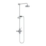 Lefroy Brooks Mackintosh Bateria natryskowa termostatyczna 2-otworowa z deszczownicą Ø 154 mm oraz ze słuchawką na kolumnie Chrom ML8741CP