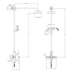 Lefroy Brooks Mackintosh Bateria natryskowa termostatyczna 2-otworowa z deszczownicą Ø 154 mm oraz ze słuchawką na kolumnie Chrom ML8741CP