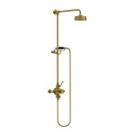 Lefroy Brooks Mackintosh Bateria natryskowa termostatyczna 2-otworowa z deszczownicą Ø 154 mm oraz ze słuchawką na kolumnie Antique Gold ML8741AG