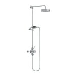Lefroy Brooks Mackintosh Bateria natryskowa termostatyczna 2-otworowa z deszczownicą Ø 197 mm oraz ze słuchawką na kolumnie Chrom ML8742CP