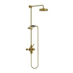 Lefroy Brooks Mackintosh Bateria natryskowa termostatyczna 2-otworowa z deszczownicą Ø 197 mm oraz ze słuchawką na kolumnie Antique Gold ML8742AG