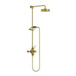 Lefroy Brooks Mackintosh Bateria natryskowa termostatyczna 2-otworowa z deszczownicą Ø 197 mm oraz ze słuchawką na kolumnie Polished Brass ML8742PB