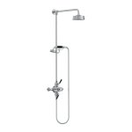 Lefroy Brooks Mackintosh Bateria natryskowa termostatyczna 2-otworowa z deszczownicą Ø 154 mm oraz ze słuchawką na kolumnie Chrom MB8741CP