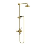 Lefroy Brooks Mackintosh Bateria natryskowa termostatyczna 2-otworowa z deszczownicą Ø 154 mm oraz ze słuchawką na kolumnie Polished Brass MB8741PB