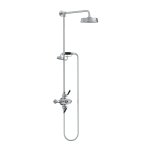 Lefroy Brooks Mackintosh Bateria natryskowa termostatyczna 2-otworowa z deszczownicą Ø 197 mm oraz ze słuchawką na kolumnie Chrom MB8742CP