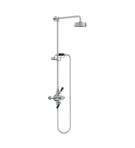 Lefroy Brooks Mackintosh Bateria natryskowa termostatyczna 2-otworowa z deszczownicą Ø 154 mm oraz ze słuchawką na kolumnie Chrom MK8741CP