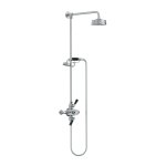 Lefroy Brooks Mackintosh Bateria natryskowa termostatyczna 2-otworowa z deszczownicą Ø 154 mm oraz ze słuchawką na kolumnie Chrom MK8741CP