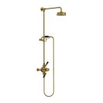 Lefroy Brooks Mackintosh Bateria natryskowa termostatyczna 2-otworowa z deszczownicą Ø 154 mm oraz ze słuchawką na kolumnie Antique Gold MK8741AG