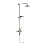 Lefroy Brooks Mackintosh Bateria natryskowa termostatyczna 2-otworowa z deszczownicą Ø 154 mm oraz ze słuchawką na kolumnie Silver Nickel MK8741NK