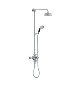 Lefroy Brooks Mackintosh Bateria natryskowa termostatyczna 2-otworowa z deszczownicą Ø 154 mm oraz ze słuchawką na kolumnie Chrom ML8753CP