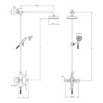 Lefroy Brooks Mackintosh Bateria natryskowa termostatyczna 2-otworowa z deszczownicą Ø 154 mm oraz ze słuchawką na kolumnie Chrom ML8753CP