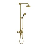 Lefroy Brooks Mackintosh Bateria natryskowa termostatyczna 2-otworowa z deszczownicą Ø 154 mm oraz ze słuchawką na kolumnie Antique Gold ML8753AG