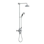 Lefroy Brooks Mackintosh Bateria natryskowa termostatyczna 2-otworowa z deszczownicą Ø 154 mm oraz ze słuchawką na kolumnie Chrom MB8753CP