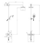 Lefroy Brooks Mackintosh Bateria natryskowa termostatyczna 2-otworowa z deszczownicą Ø 154 mm oraz ze słuchawką na kolumnie Chrom MB8753CP