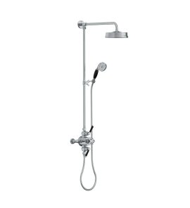 Lefroy Brooks Mackintosh Bateria natryskowa termostatyczna 2-otworowa z deszczownicą Ø 197 mm oraz ze słuchawką na kolumnie Chrom MB8754CP
