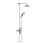 Lefroy Brooks Mackintosh Bateria natryskowa termostatyczna 2-otworowa z deszczownicą Ø 197 mm oraz ze słuchawką na kolumnie Chrom MB8754CP