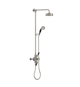 Lefroy Brooks Mackintosh Bateria natryskowa termostatyczna 2-otworowa z deszczownicą Ø 154 mm oraz ze słuchawką na kolumnie Silver Nickel MK8753NK