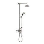 Lefroy Brooks Mackintosh Bateria natryskowa termostatyczna 2-otworowa z deszczownicą Ø 154 mm oraz ze słuchawką na kolumnie Silver Nickel MK8753NK