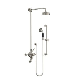 Lefroy Brooks Mackintosh Bateria natryskowa termostatyczna 3-otworowa z deszczownicą Ø 154 mm oraz ze słuchawką na drążku Silver Nickel ML8748NK