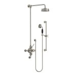 Lefroy Brooks Mackintosh Bateria natryskowa termostatyczna 3-otworowa z deszczownicą Ø 154 mm oraz ze słuchawką na drążku Silver Nickel ML8748NK
