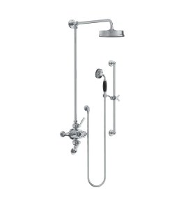 Lefroy Brooks Mackintosh Bateria natryskowa termostatyczna 3-otworowa z deszczownicą Ø 197 mm oraz ze słuchawką na drążku Chrom ML8749CP