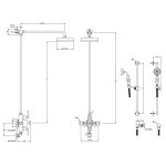 Lefroy Brooks Mackintosh Bateria natryskowa termostatyczna 3-otworowa z deszczownicą Ø 197 mm oraz ze słuchawką na drążku Chrom ML8749CP