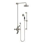 Lefroy Brooks Mackintosh Bateria natryskowa termostatyczna 3-otworowa z deszczownicą Ø 154 mm oraz ze słuchawką na drążku Silver Nickel MK8748NK