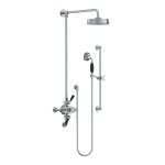 Lefroy Brooks Mackintosh Bateria natryskowa termostatyczna 3-otworowa z deszczownicą Ø 197 mm oraz ze słuchawką na drążku Chrom MK8749CP