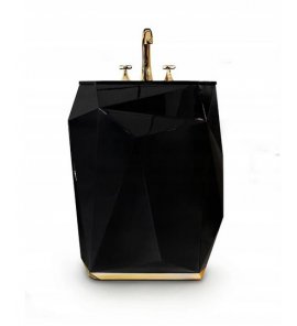 Maison Valentina Diamond Umywalka wolnostojąca 70x48x86,5 cm czarny połysk 5909836101260