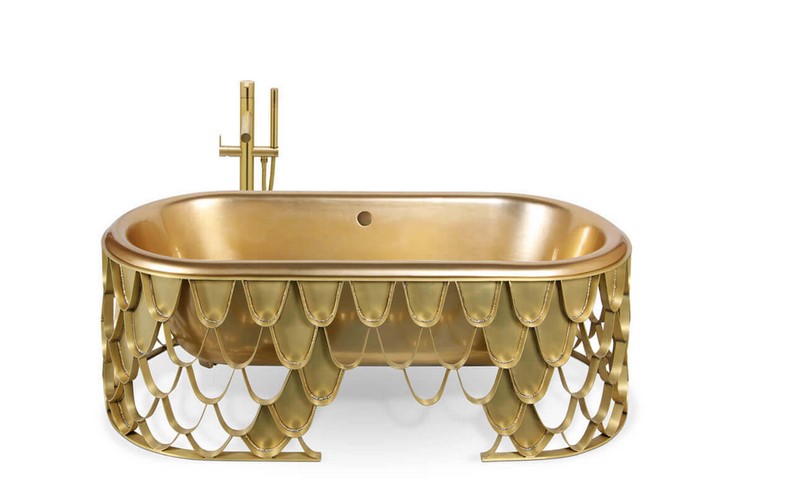 Maison Valentina Koi Wanna wolnostojąca 180x75 cm złoty połysk 5903981694655