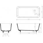 Marmorin Balta Wanna wolnostojąca biała z czarną podstawą 155x74x60 cm P_W_009_03_1550 