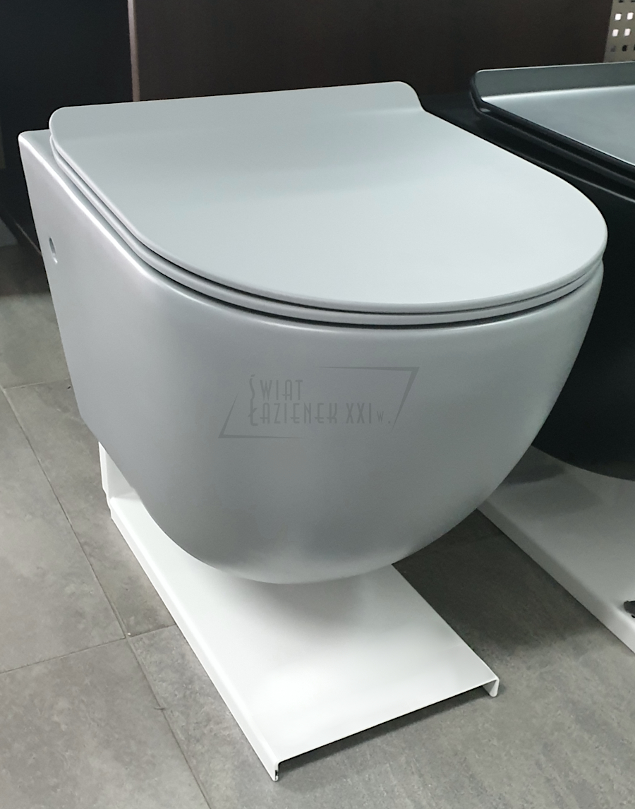 Massi Decos Miska WC Wisząca bezrantowa SlimDuro 55x36 cm z deską wolnoopadającą szary mat MSM-3673RIMSLIM-MG NA MAGAZYNIE!!