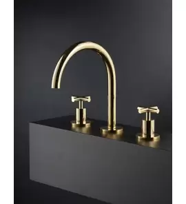   Newform Blink Bateria umywalkowa 3-otworowa z małą wylewką błyszczące złoto PVD 70800.61.020