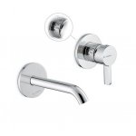 Newform Blink Chic luxury Bateria umywalkowa ścienna jednouchwytowa z teksturą część zewnętrzna chrom 71128E.21.018