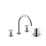 Newform Blink luxury Bateria umywalkowa 3-otworowa z małą wylewką i teksturą chrom 70900.21.018