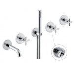 Newform Blink luxury Bateria wannowa podtynkowa z zestawem prysznicowym z teksturą część zewnętrzna chrom 70973E.21.018