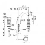   Newform Deluxe Bateria umywalkowa 3-otworowa z korkiem złoty 68005.61.020