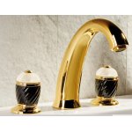   Newform Deluxe Bateria umywalkowa 3-otworowa z korkiem złoty 68005.61.020