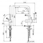 Newform Moony Bateria zlewozmywakowa jednouchwytowa 2-strumienna z obrotową wylewką chrom 3101.21.018