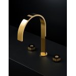   Newform Park Limited Edition Bateria umywalkowa 3-otworowa z korkiem z wysoką wylewką błyszczące złoto PVD/czarny mat 69700.62.093