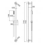 Newform X-Steel 316 Drążek prysznicowy ścienny ze słuchawką i wężem stal nierdzewna 69656X.50.050