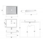 NIC Design Canale Umywalka nablatowa lub ścienna 60x45 biały połysk 001129.001