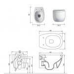 NIC Design Milk Miska WC wisząca Rimless z deską wolnoopadającą Basalto 003482.049+005528.049