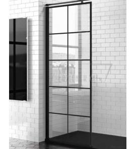 Novellini Kuadra H Ścianka prysznicowa Walk-In 80 cm profil czarny KUADH80-81H