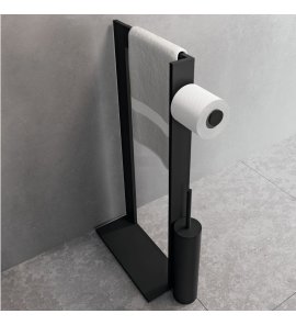 Novellini Uchwyt na papier toaletowy i szczotka WC Czarny mat R90AKFPSRS-H