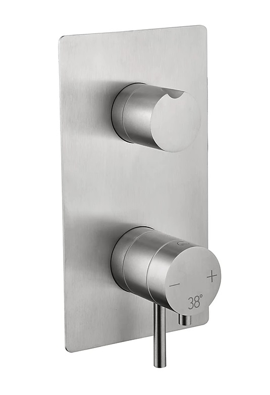 Oioli LIFE 26 Bateria natryskowa termostatyczna podtynkowa z 2-stronnym przełącznikiem Brushed stainless steel 26921-TERM 2V